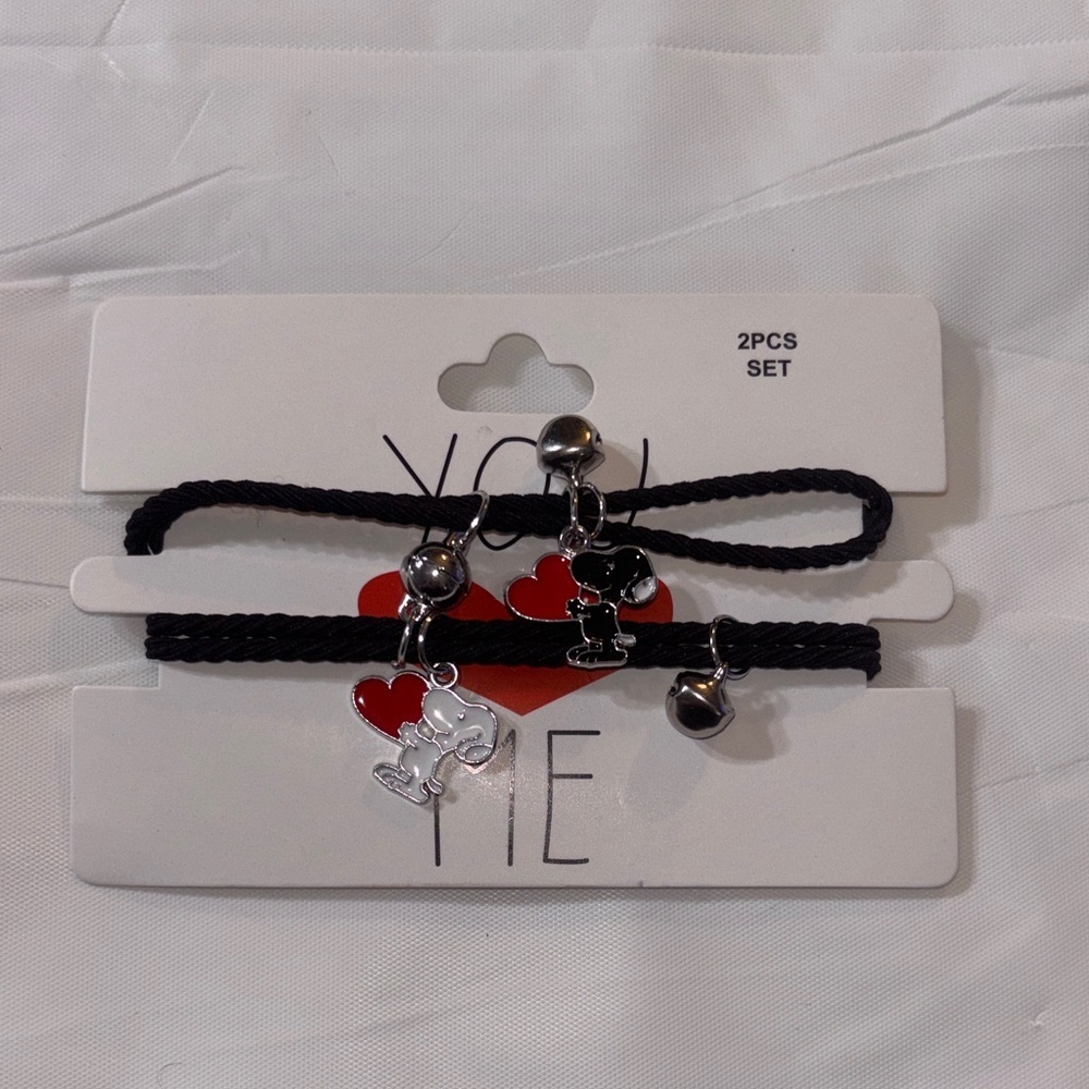 2 Snoopy with Hearts Charm Bracelets